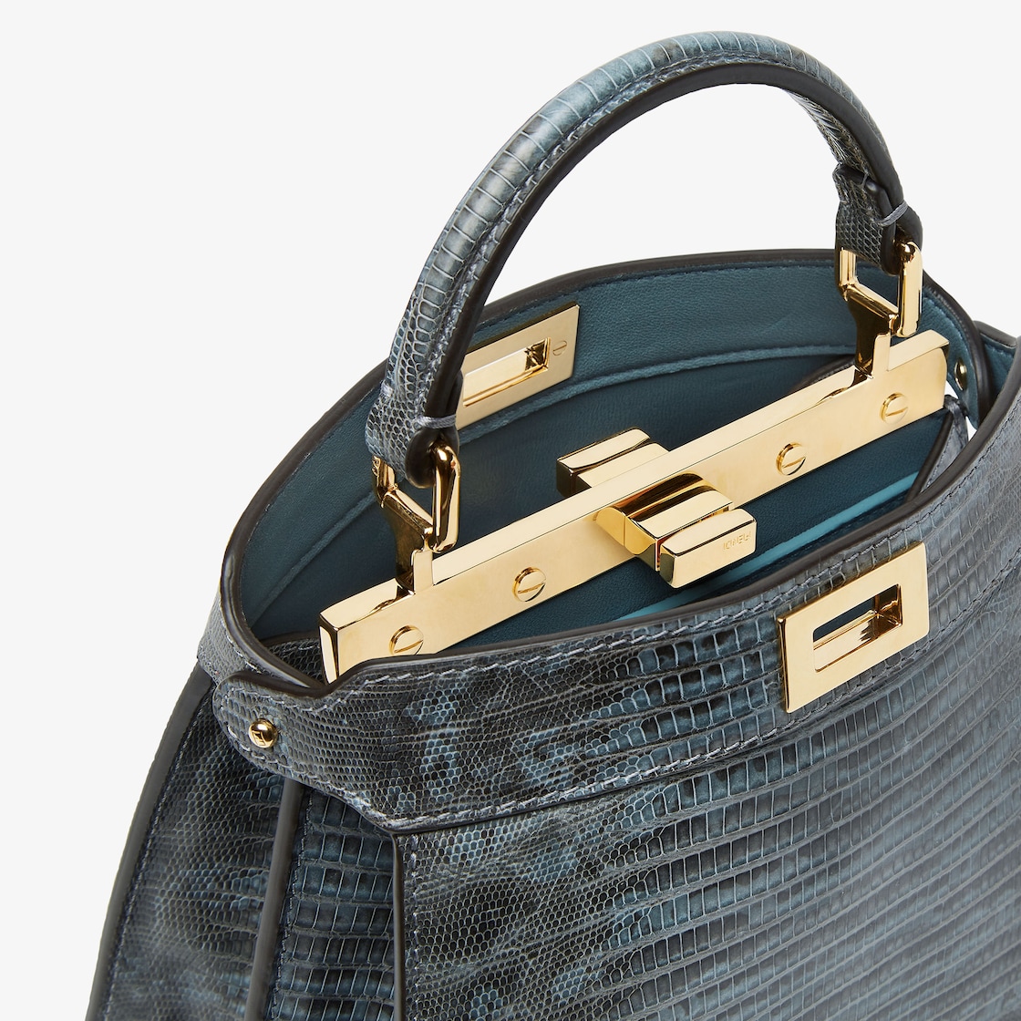 FENDI Peekaboo ISeeU Petite Mercury blue lizard leather bag - Image 3